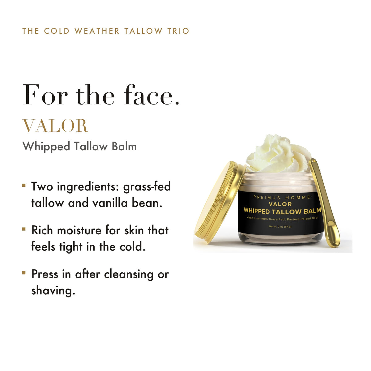 VALOR whipped tallow balm for the face
