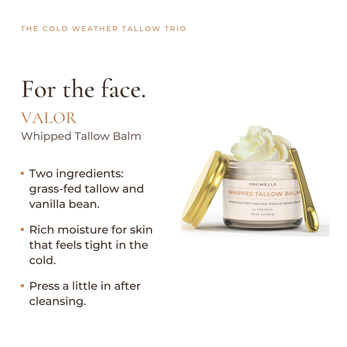VALOR whipped tallow balm for the face