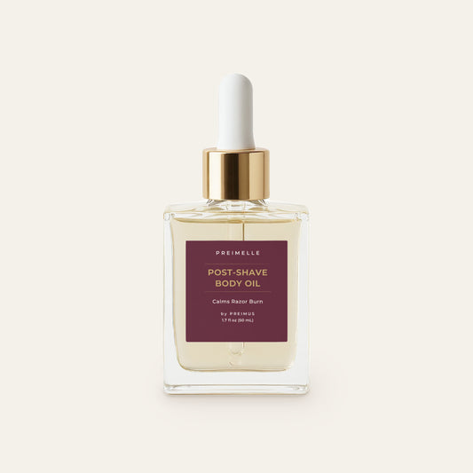 PREIMELLE MARIX Post-Shave Body Oil, glass dropper bottle